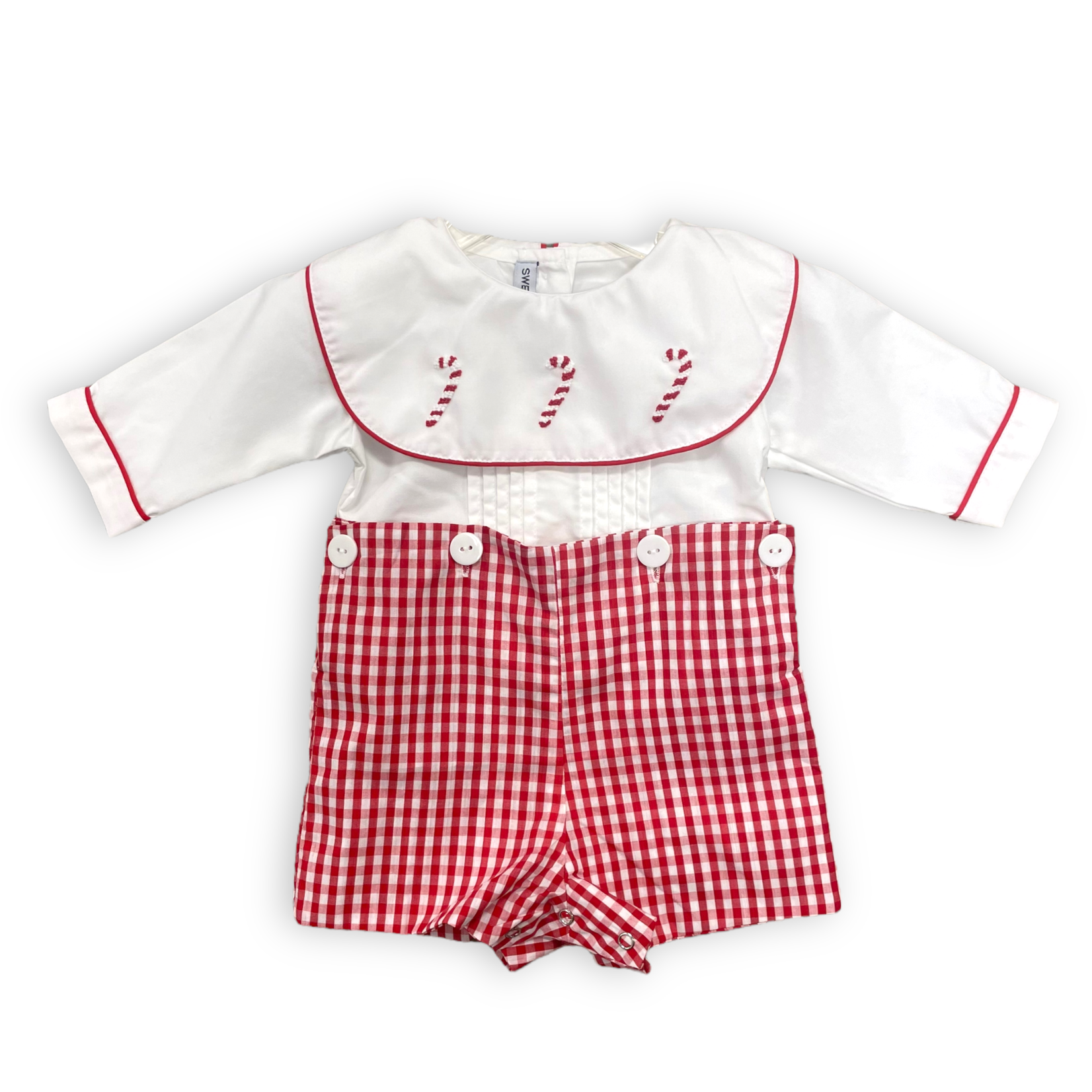 Sweet Dreams Candy Cane French Knot Suit (Size 3M)