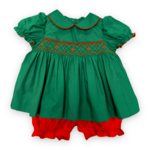 Green & Red Smocked Bloomer Set