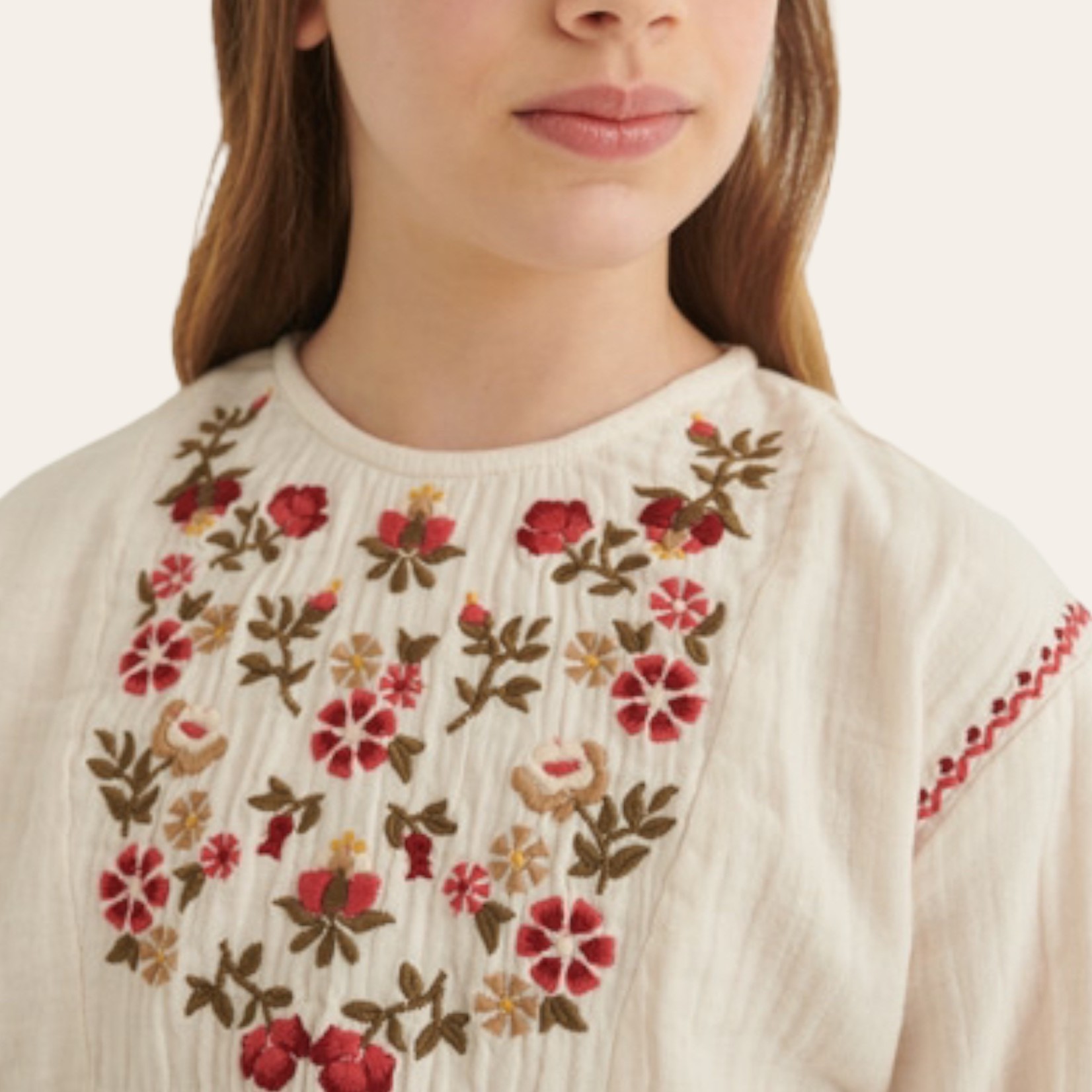 Mayoral Chickpea Embroidered Blouse (Size 12)