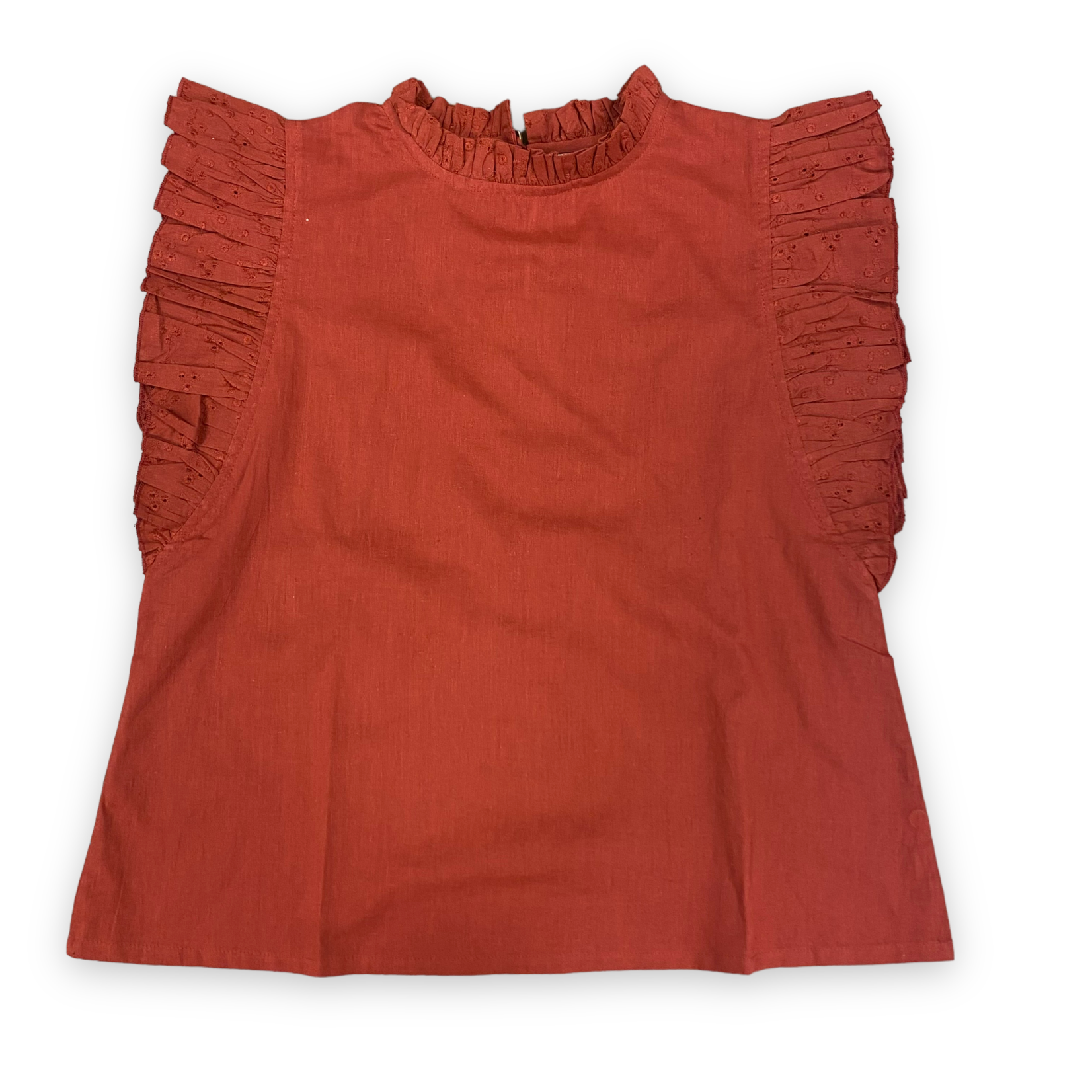 Yo Baby Wine Eyelet Ruffle Top #22-922