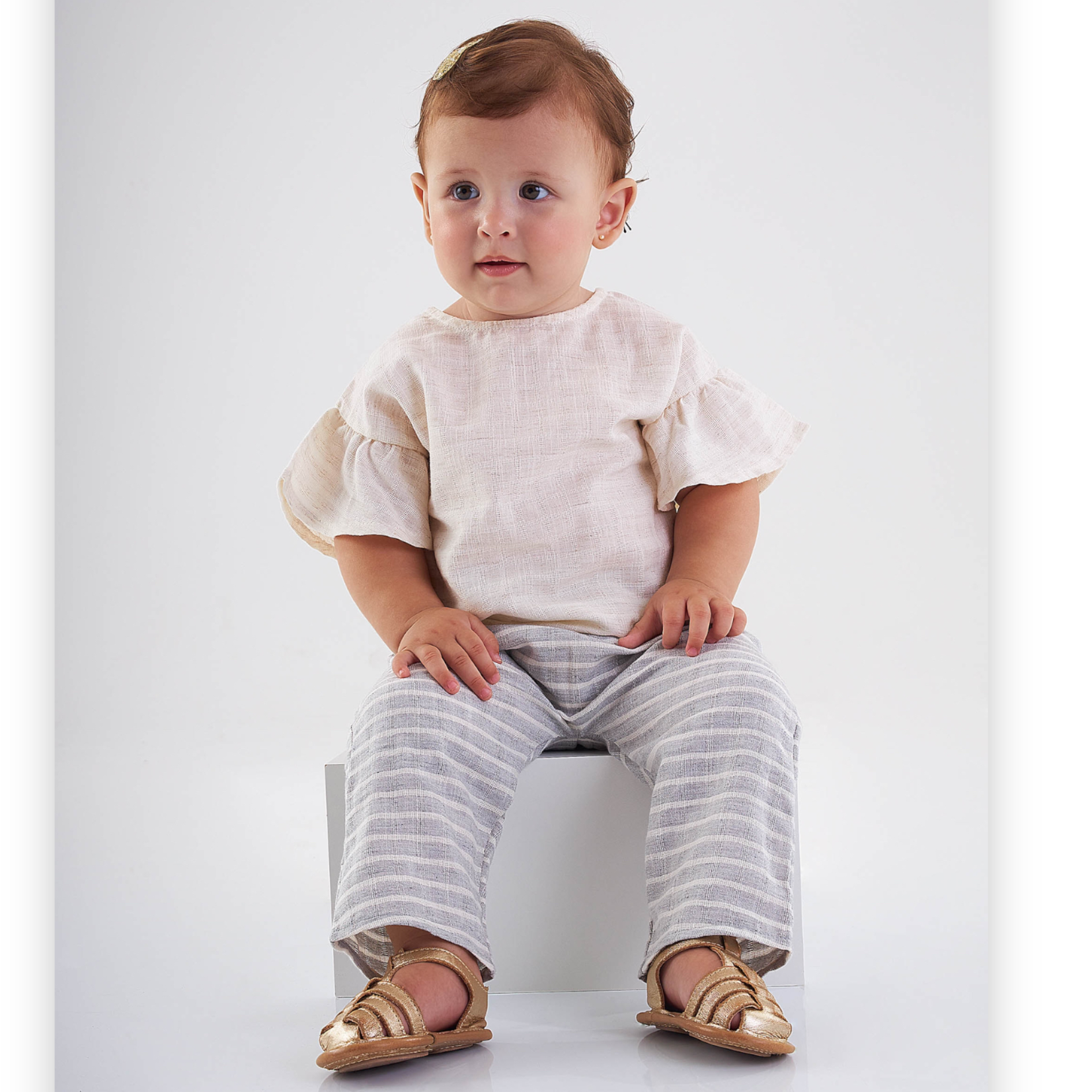 Up Baby Linen Blouse Pant Set