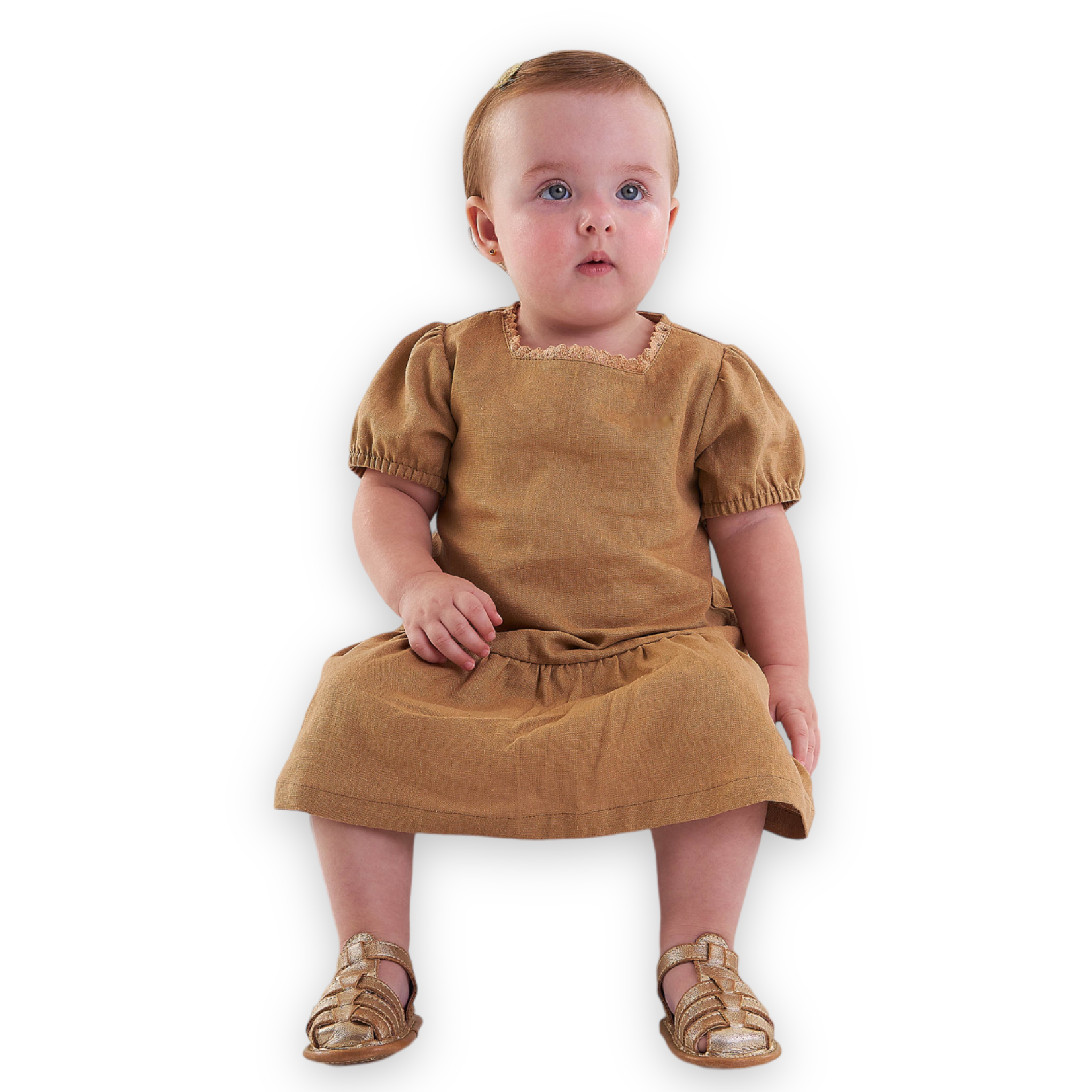 Up Baby Light Brown Linen Dress