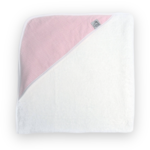 Stork & Loom Pink Seersucker/Terry Hooded Towel
