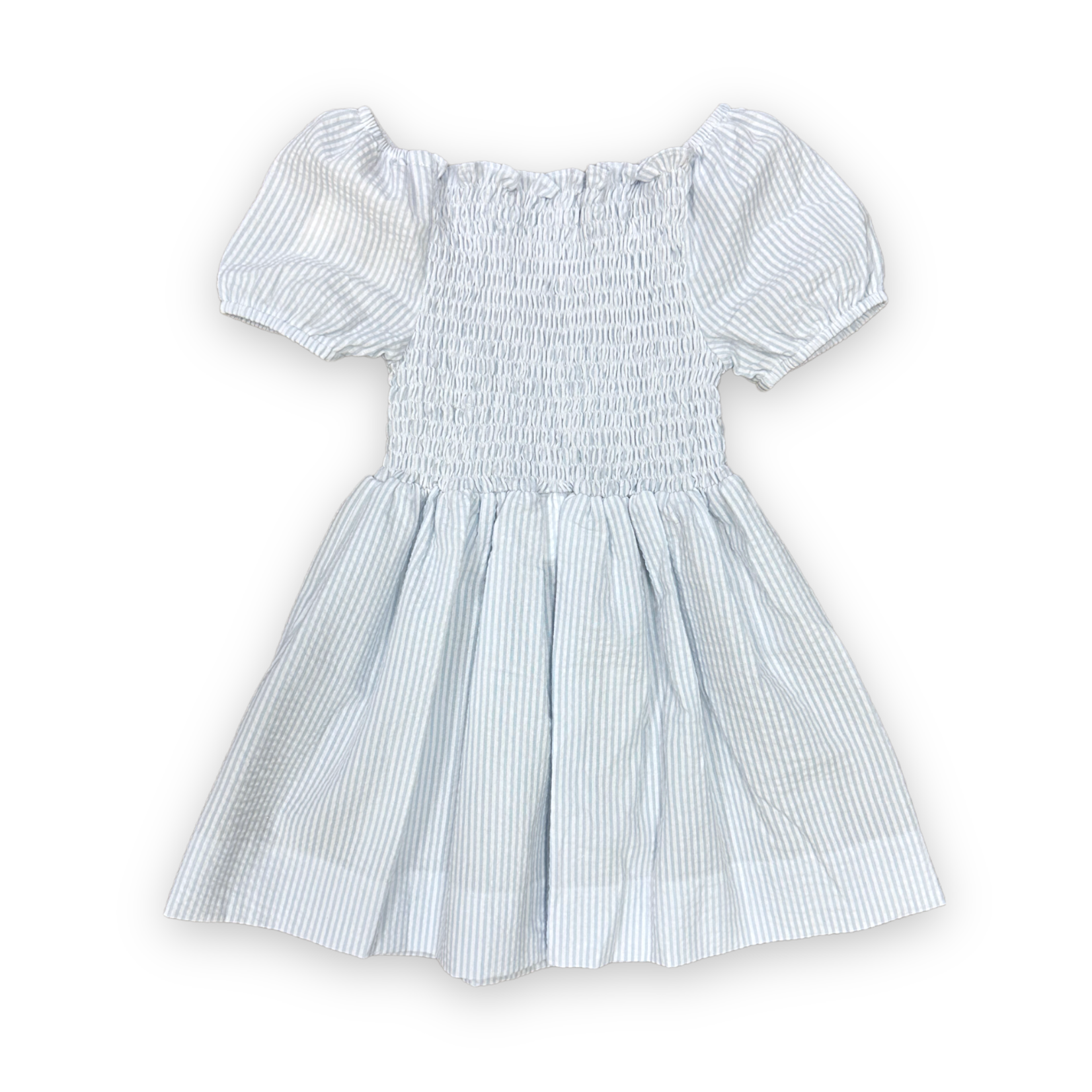 Banana Split Blue Seersucker Smocked Dress