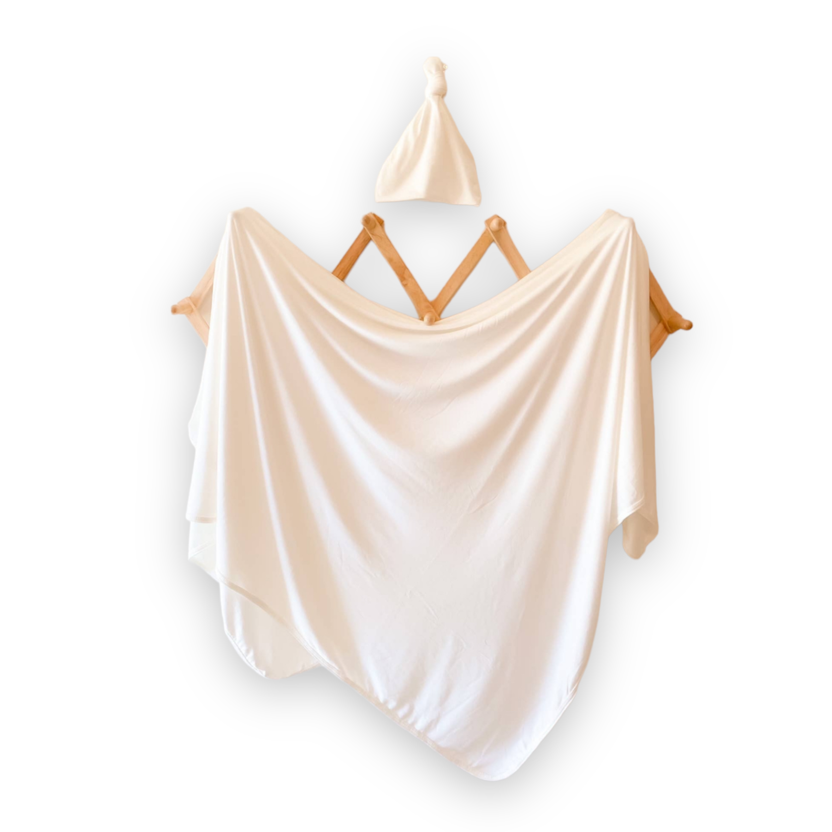 Gender Neutral Baby Newborn Swaddle Blanket & Hat Set White Ruffle