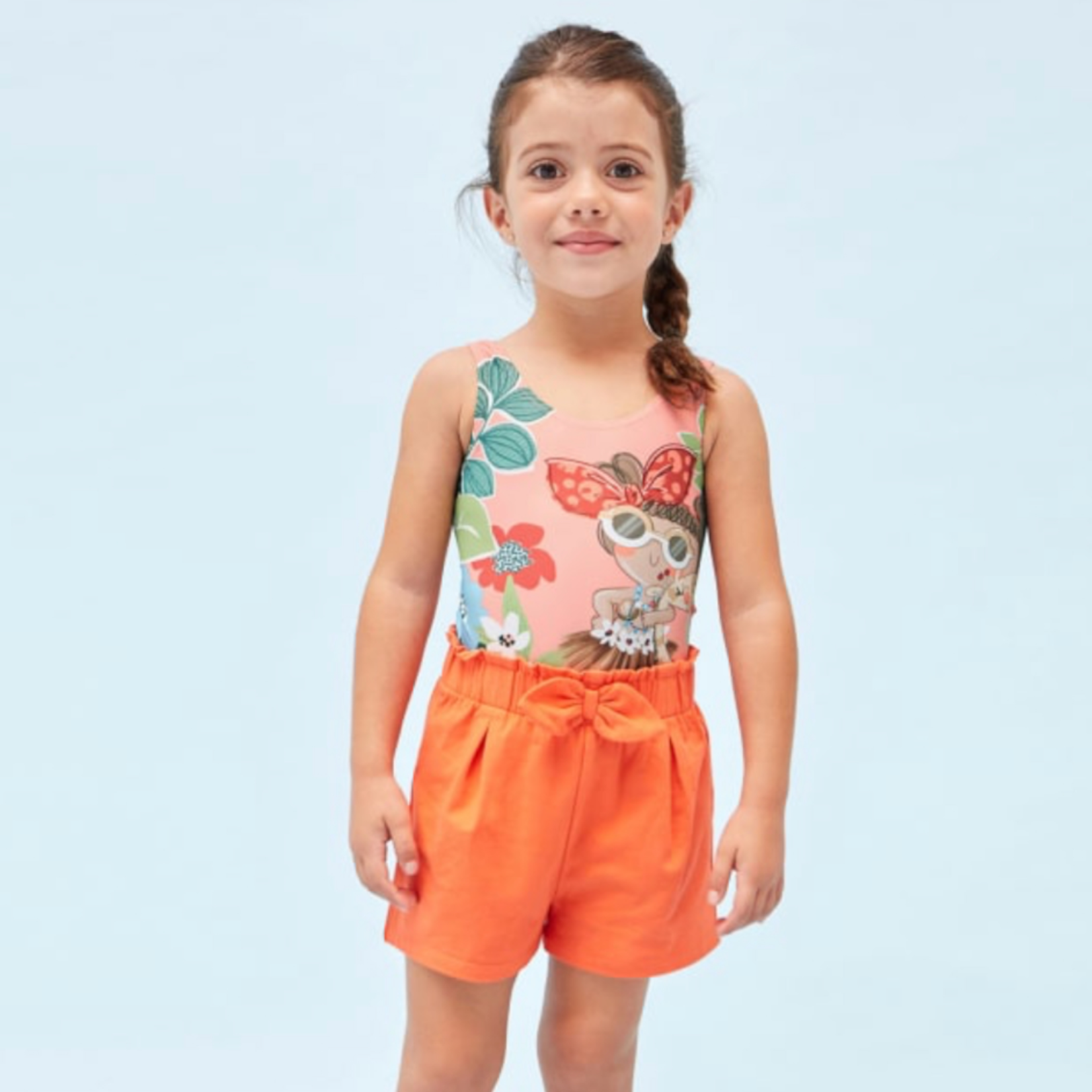 Mayoral High Waisted Cotton Short (Orange Size 8)