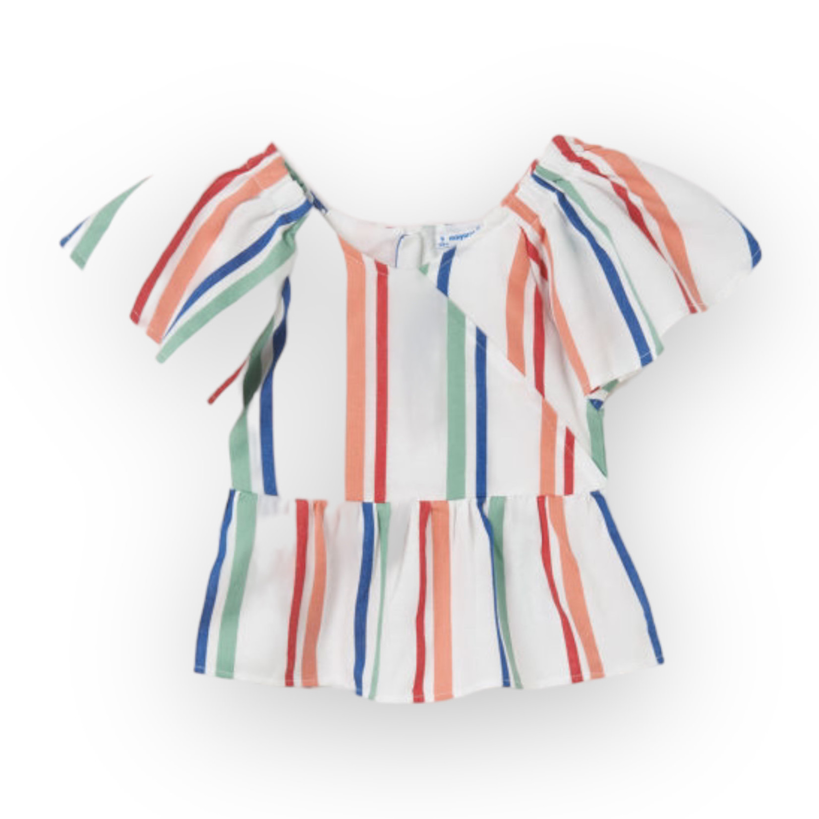 Mayoral Striped Short Sleeve Blouse (Size 12)