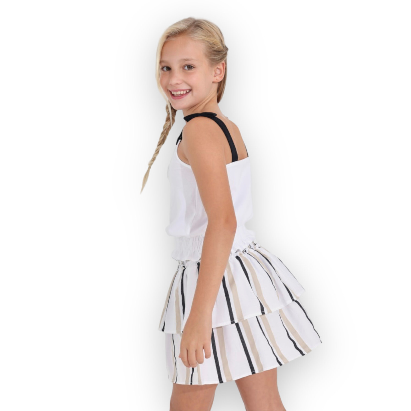 Mayoral Black Striped Skirt  (Size 18)