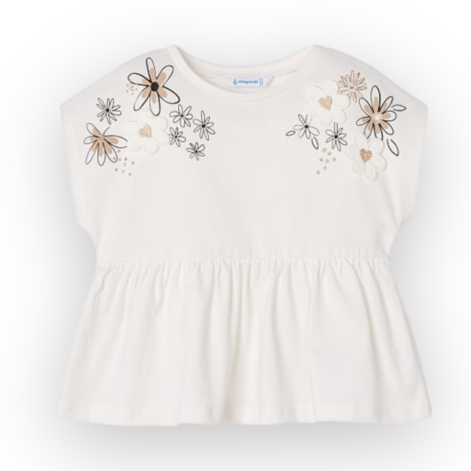 Mayoral Emb Flower Short Sleeve Top
