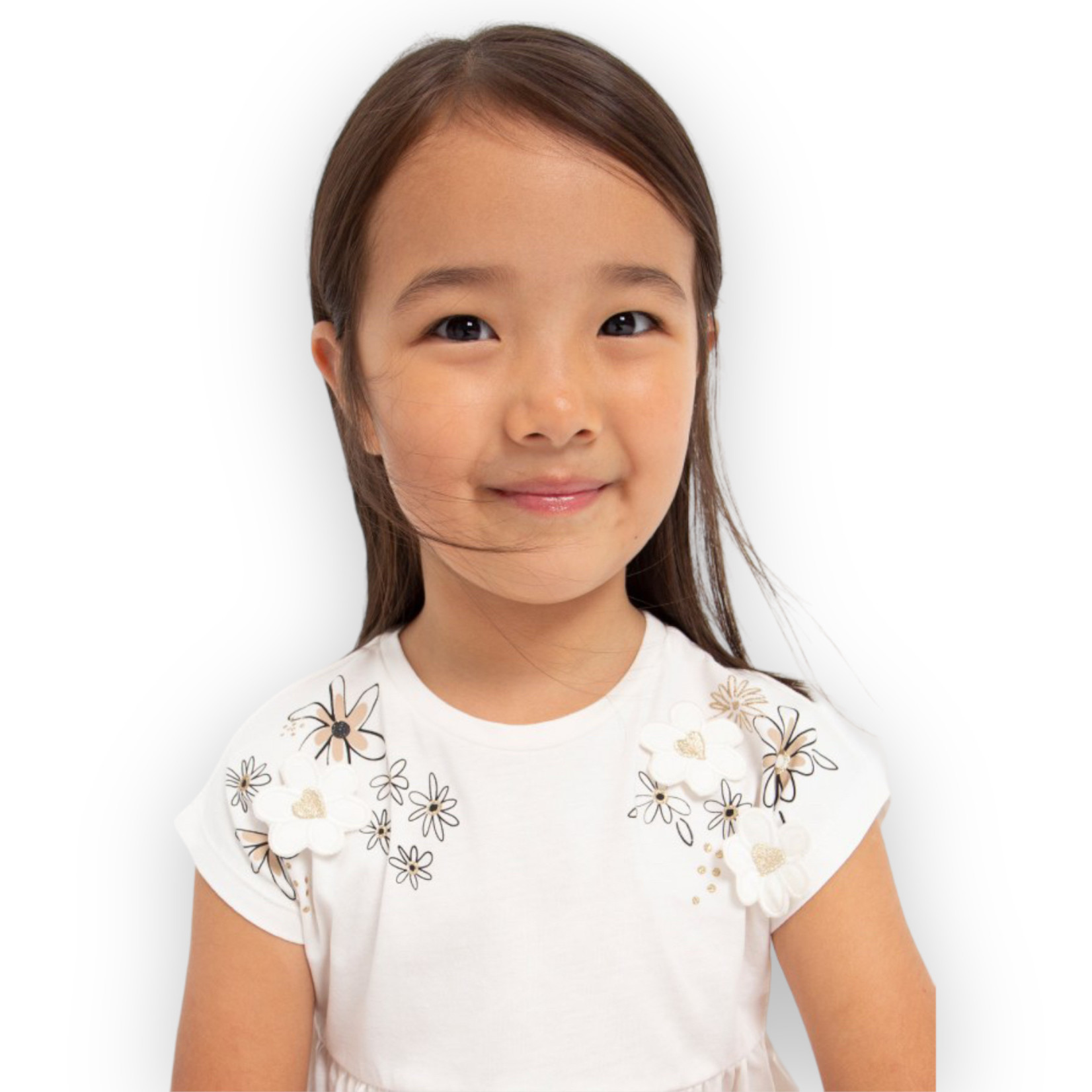 Mayoral Emb Flower Short Sleeve Top