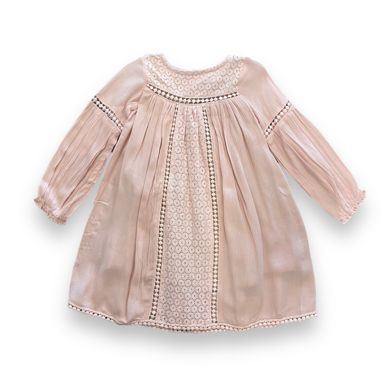 Yo Baby Pink Crochet L/S Dress - Ruffle Me This