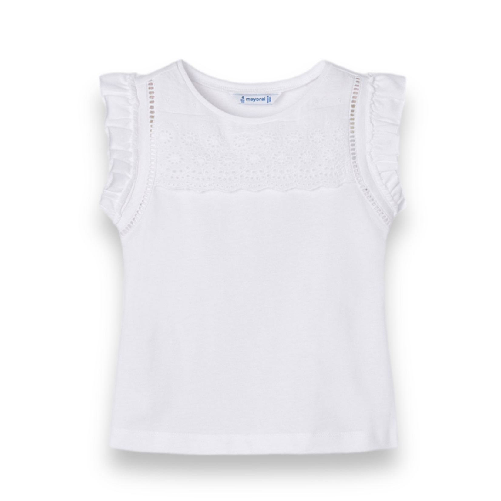 Mayoral White Flutter Short Sleeve Top (Size 3)