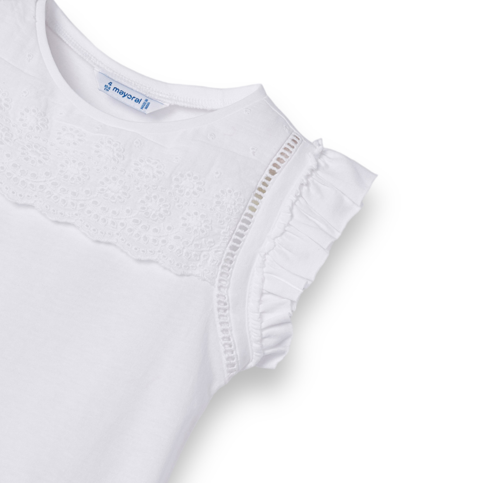 Mayoral White Flutter Short Sleeve Top (Size 3)