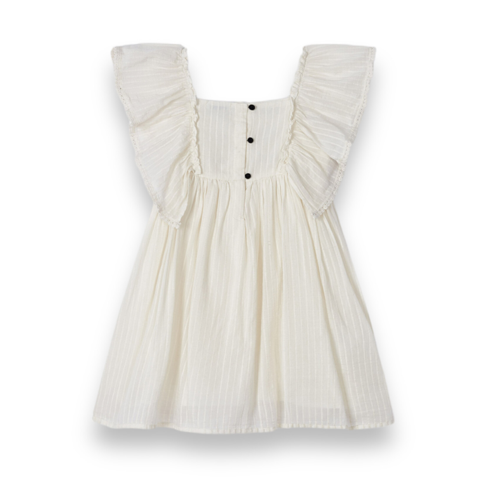 Mayoral Emb Motif Cream Ruffle Dress - Size 8