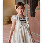 Mayoral Emb Motif Cream Ruffle Dress - Size 8