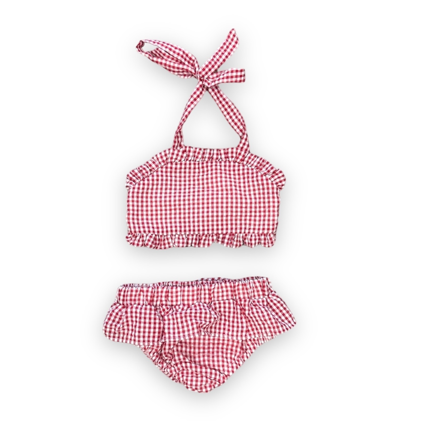 Millie Jay Seersucker Two-Piece Swim Red