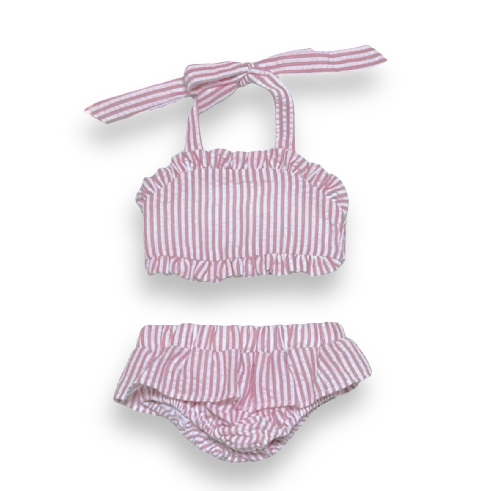 Millie Jay Seersucker Two-Piece Swim Pink