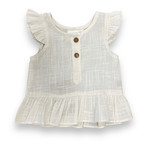 Yo Baby Ivory Ruffle Button Top (Size 0-3M)