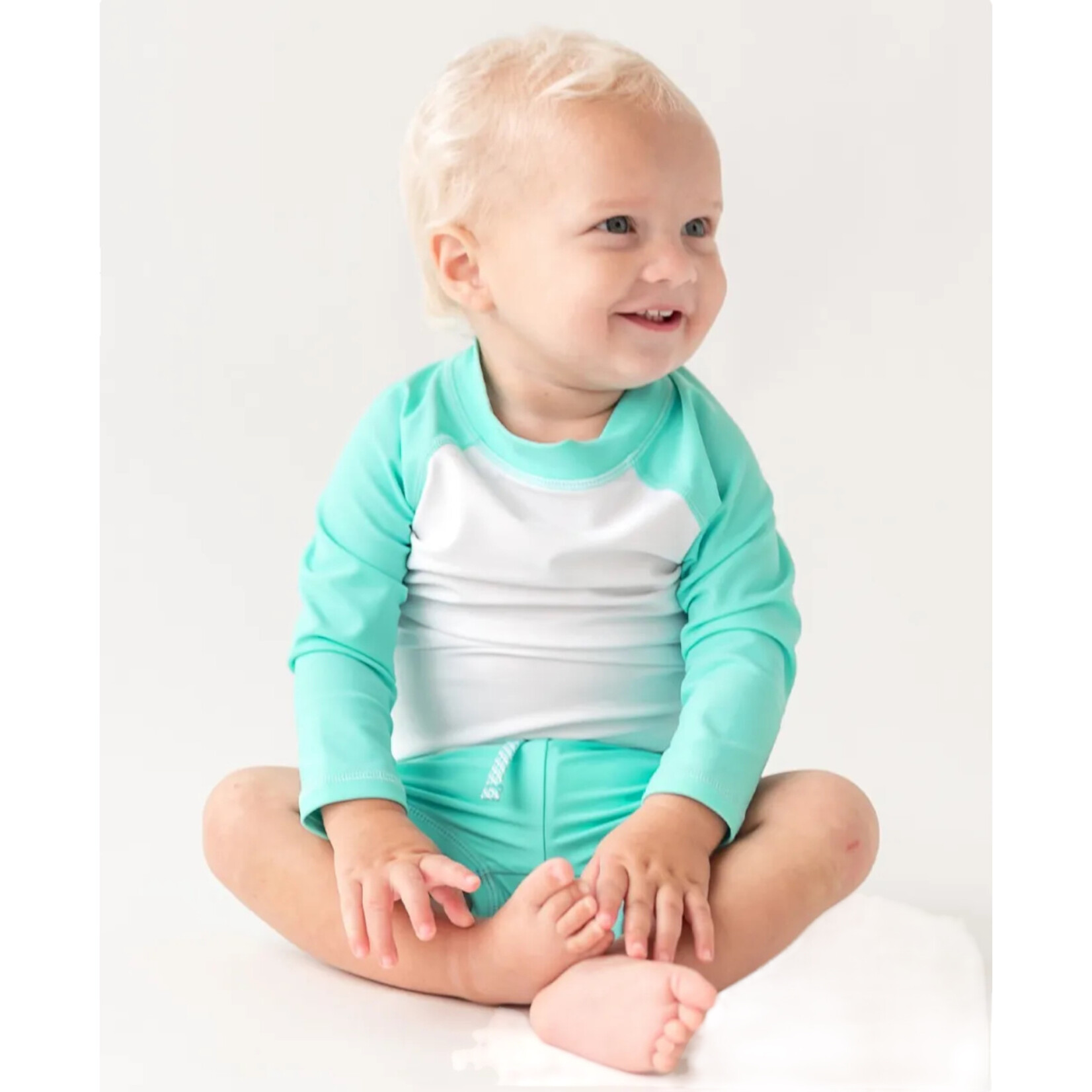 Rugged Butts Island Blue Rash Guard Swim Set
