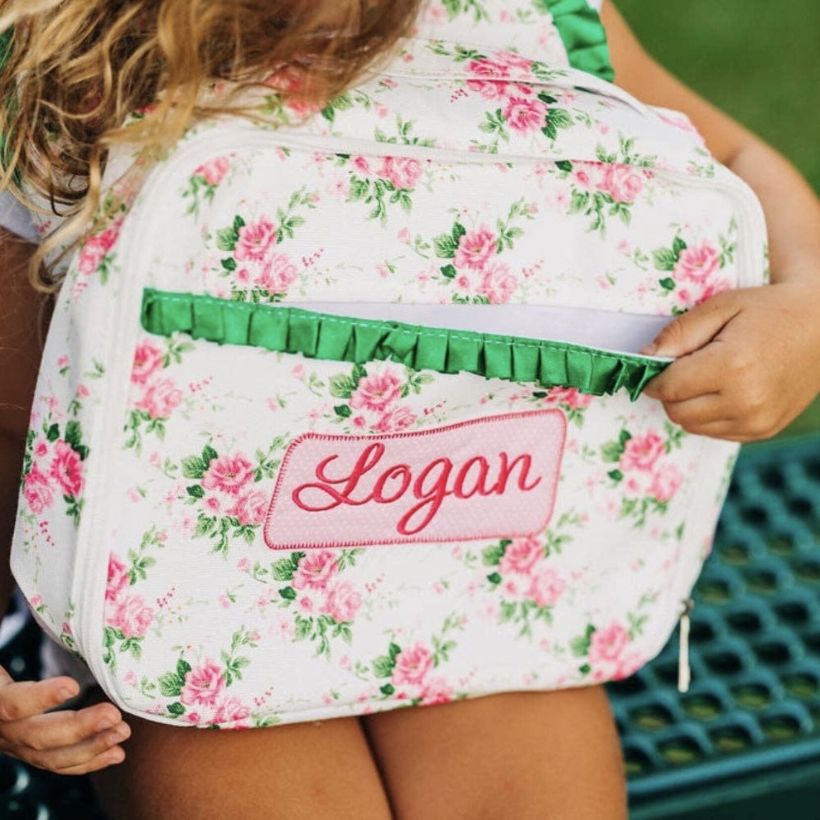 Pink Rose Ruffle Lunch Bag