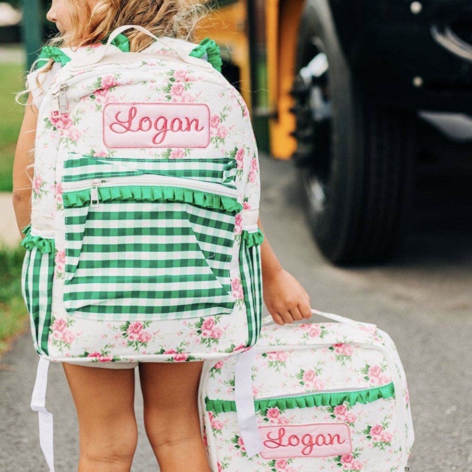 Pink Rose Ruffle Lunch Bag