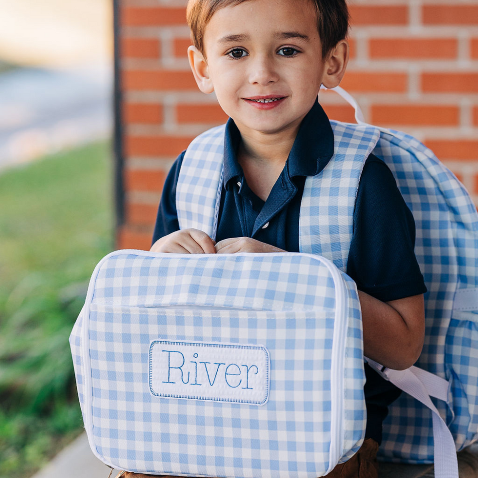 Blue Gingham Lunch Bag