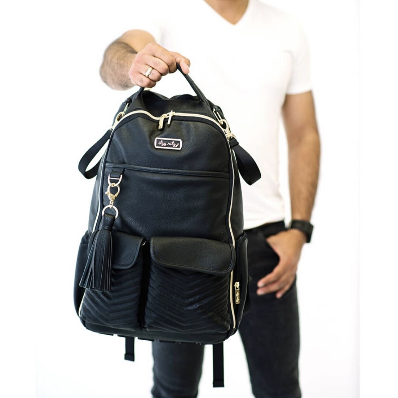 Itzy Ritzy Jetsetter Black Boss Diaper Bag Backpack