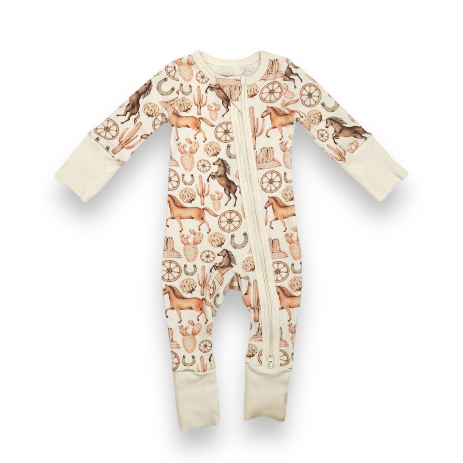 Organic Ryder Western Horse 2Way Zipper Baby Toddler Sleeper Ruffle