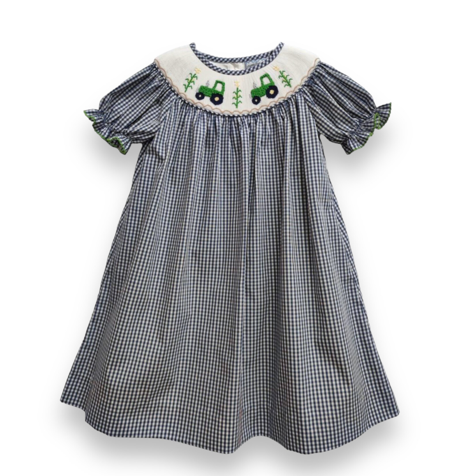 Three Sisters Corn Picking Smocked Bishop Dress