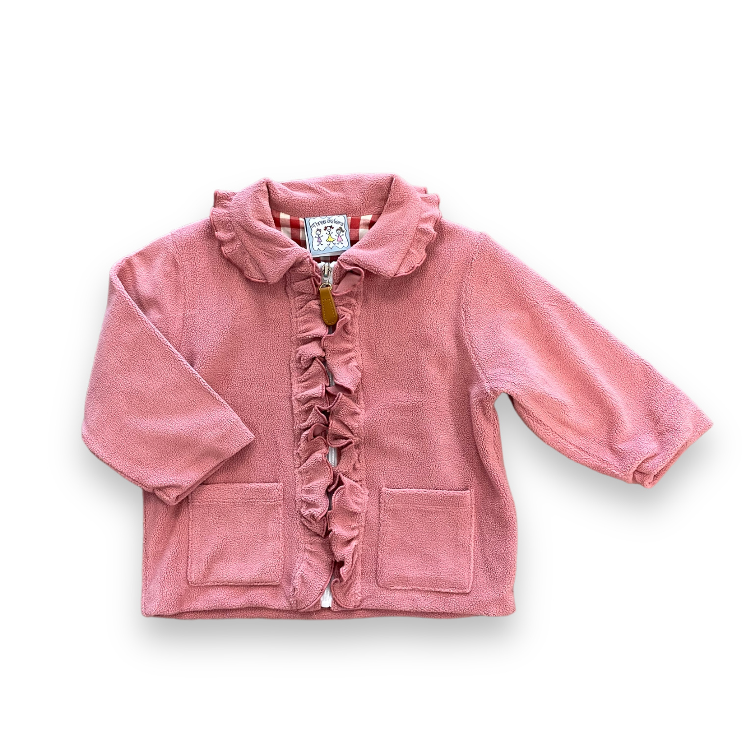 Three Sisters Girl Pink Gingham Reese Ruffle Jacket - Ruffle Me This
