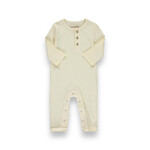 Me & Henry Cream Mason Rib Romper (Size 9-12M)