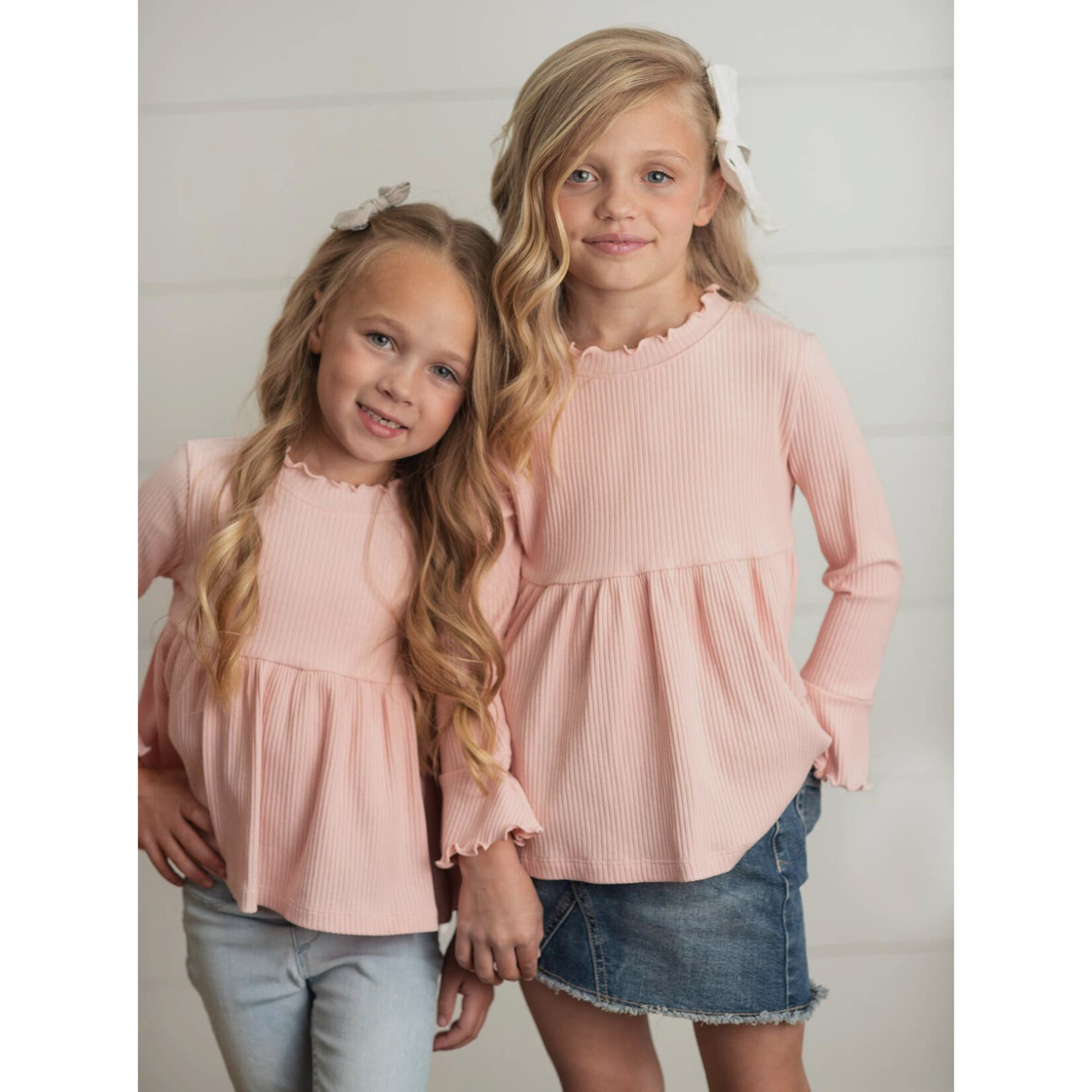 Blush Pink Ribbed Top (Size 5/6)