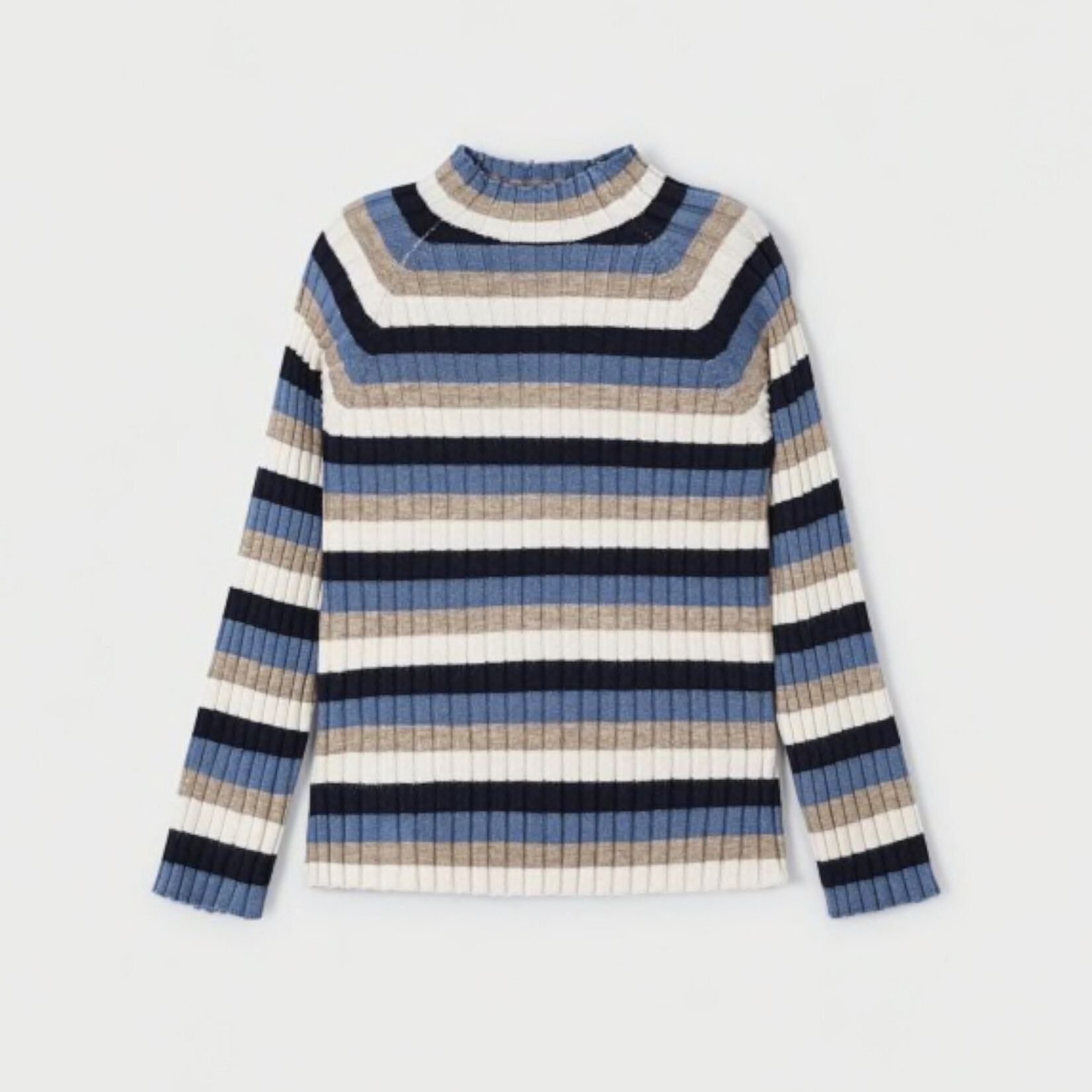Mayoral Striped Ribbed Mockneck Sweater