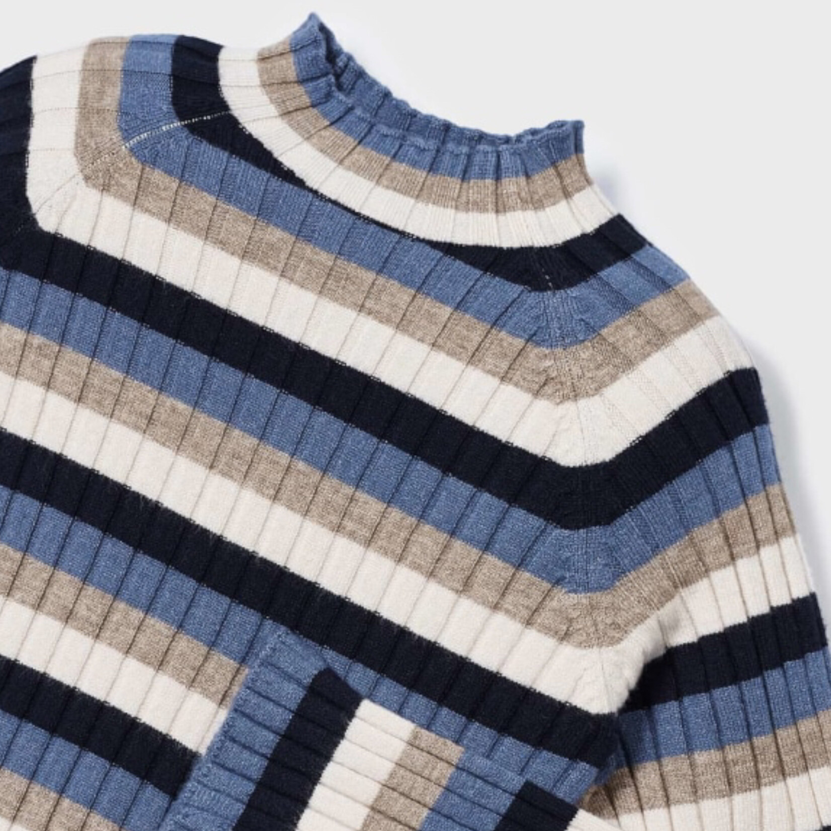 Mayoral Striped Ribbed Mockneck Sweater