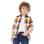 Mayoral Ochre Checked Plaid Button Down Shirt