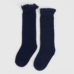 Navy Fancy Lace Knee High Socks