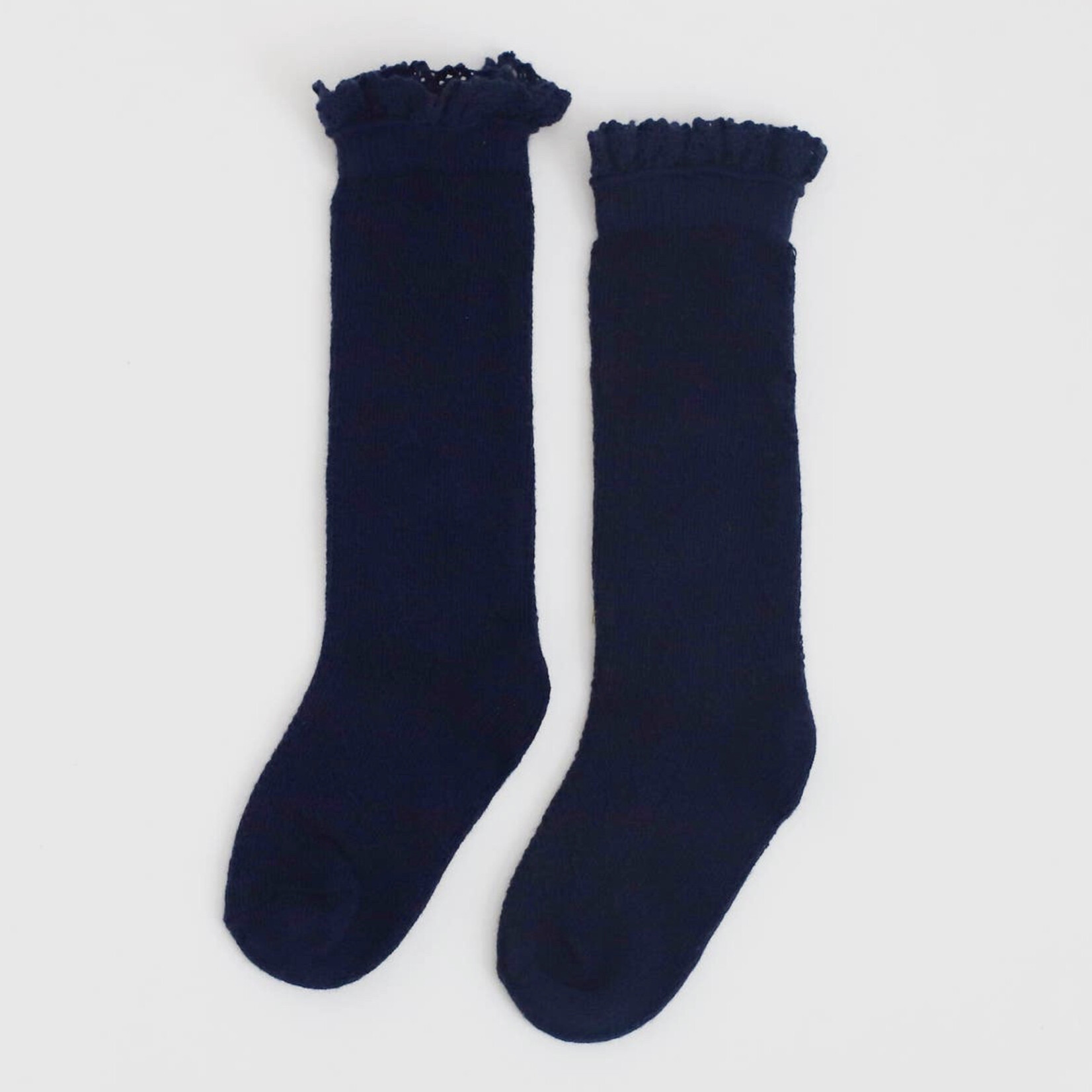 Navy Fancy Lace Knee High Socks (7-10Y)