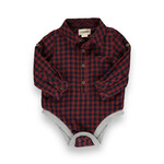 Me & Henry Burgundy Navy Plaid Onesie