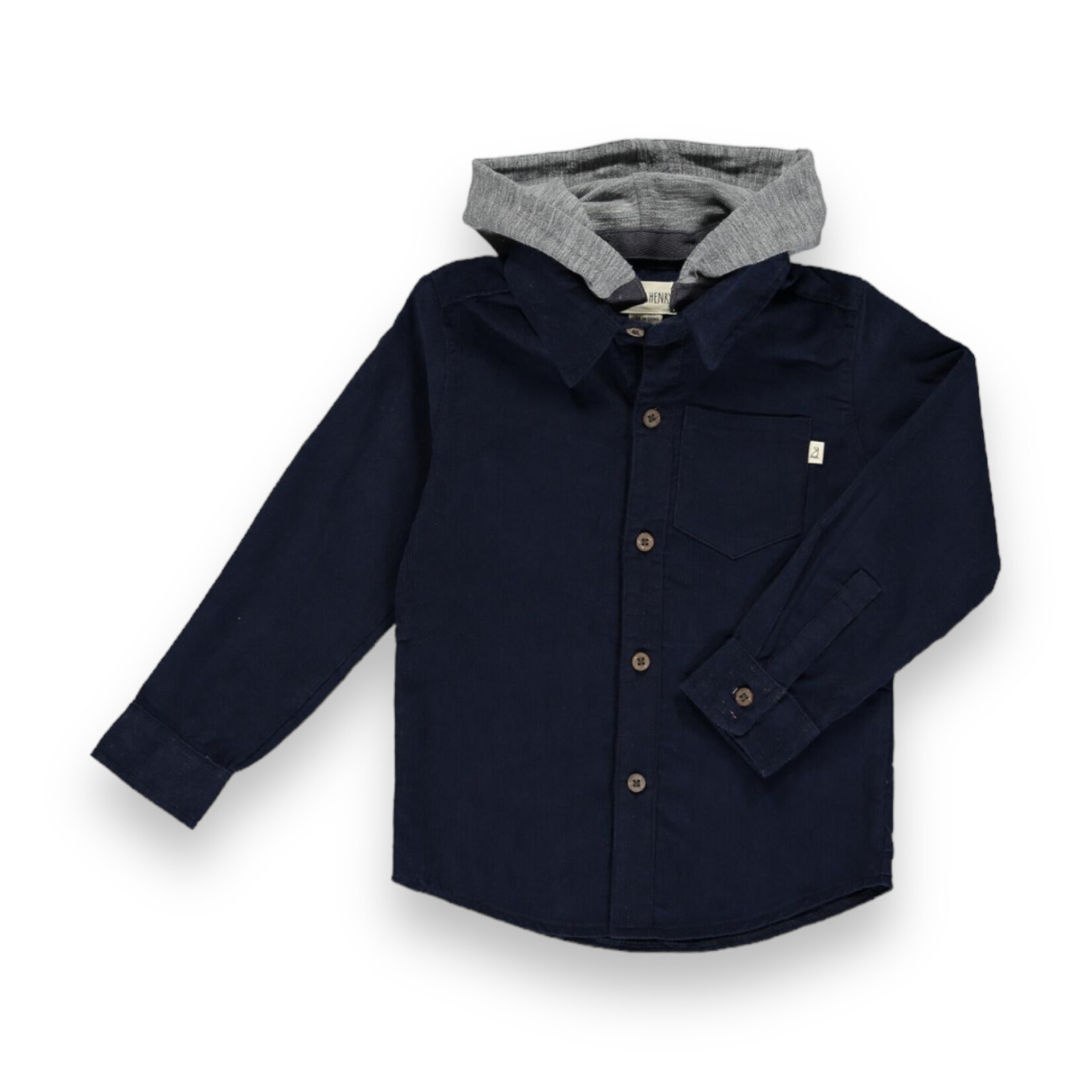 Me & Henry Erin Hooded Navy Cord Shirt