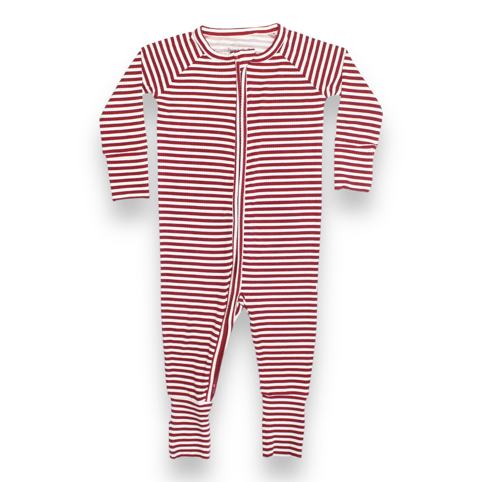 Brave Little Ones Red Stripe Ribbed Zip Romper