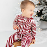 Brave Little Ones Red Stripe Ribbed Zip Romper (Size 18-24M)