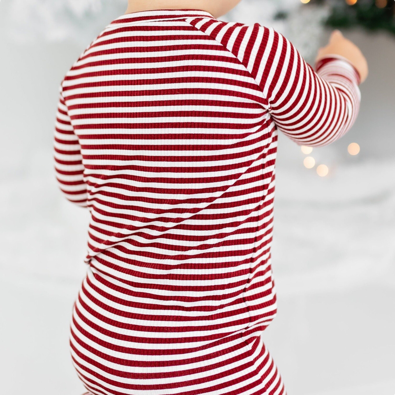 Brave Little Ones Red Stripe Ribbed Zip Romper