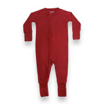 Brave Little Ones Berry Red Ribbed Zip Romper