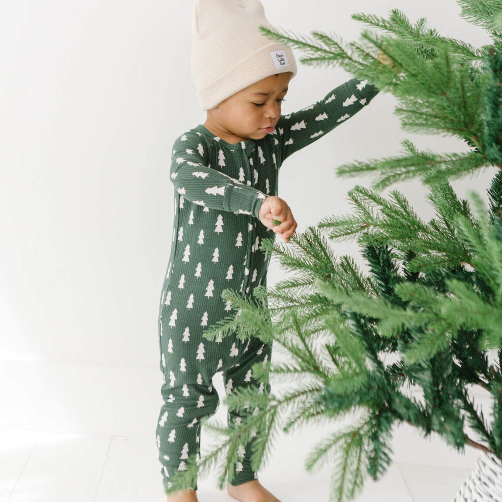 Brave Little Ones Christmas Trees Ribbed Romper (Size 3-6M)