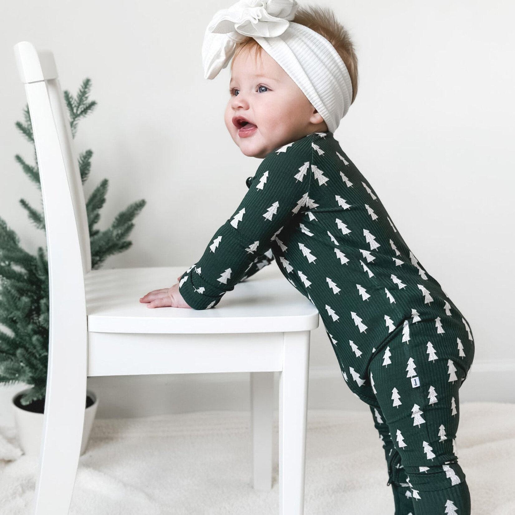 Brave Little Ones Christmas Trees Ribbed Romper (Size 3-6M)