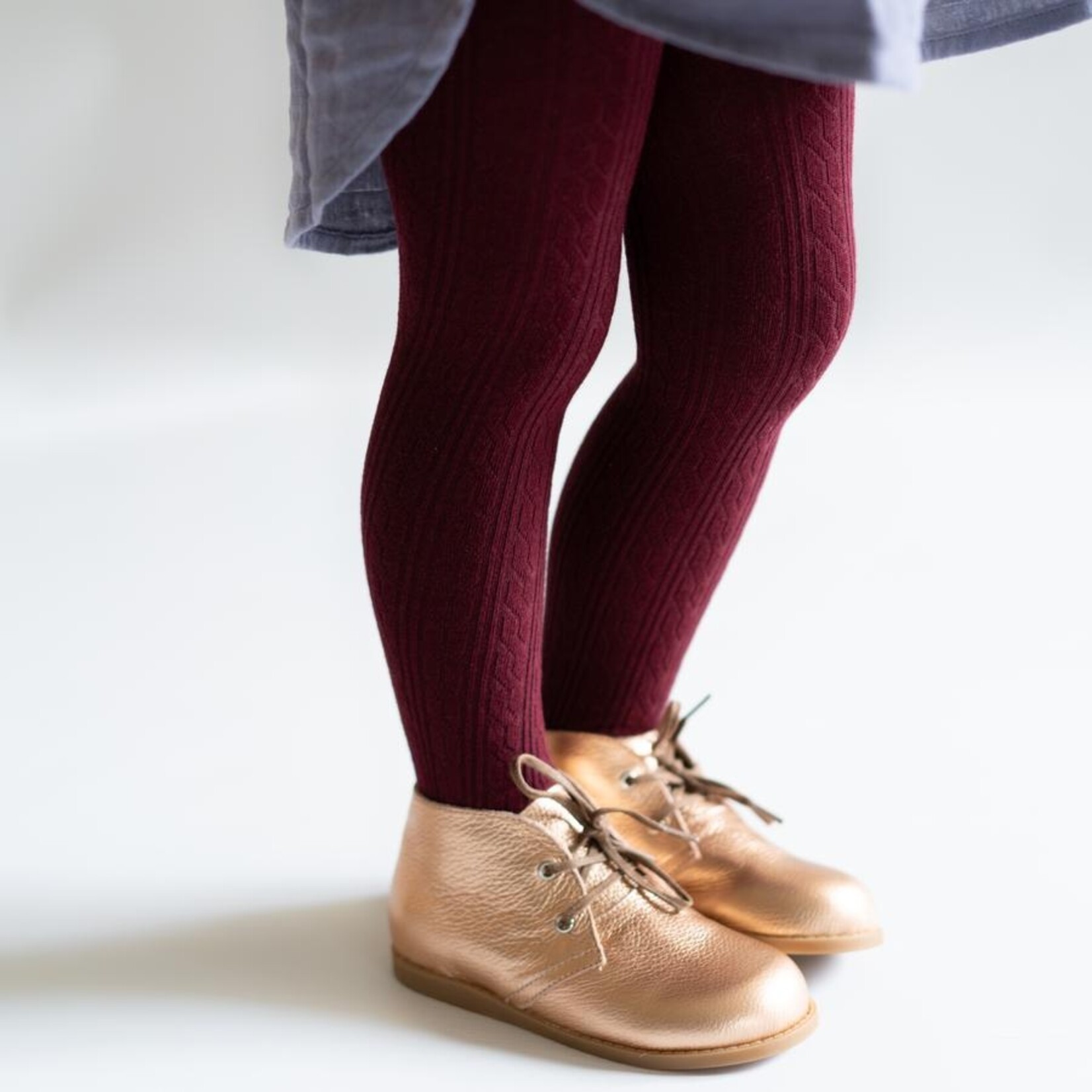 Wine Cable Knit Tights Size 7/8Y