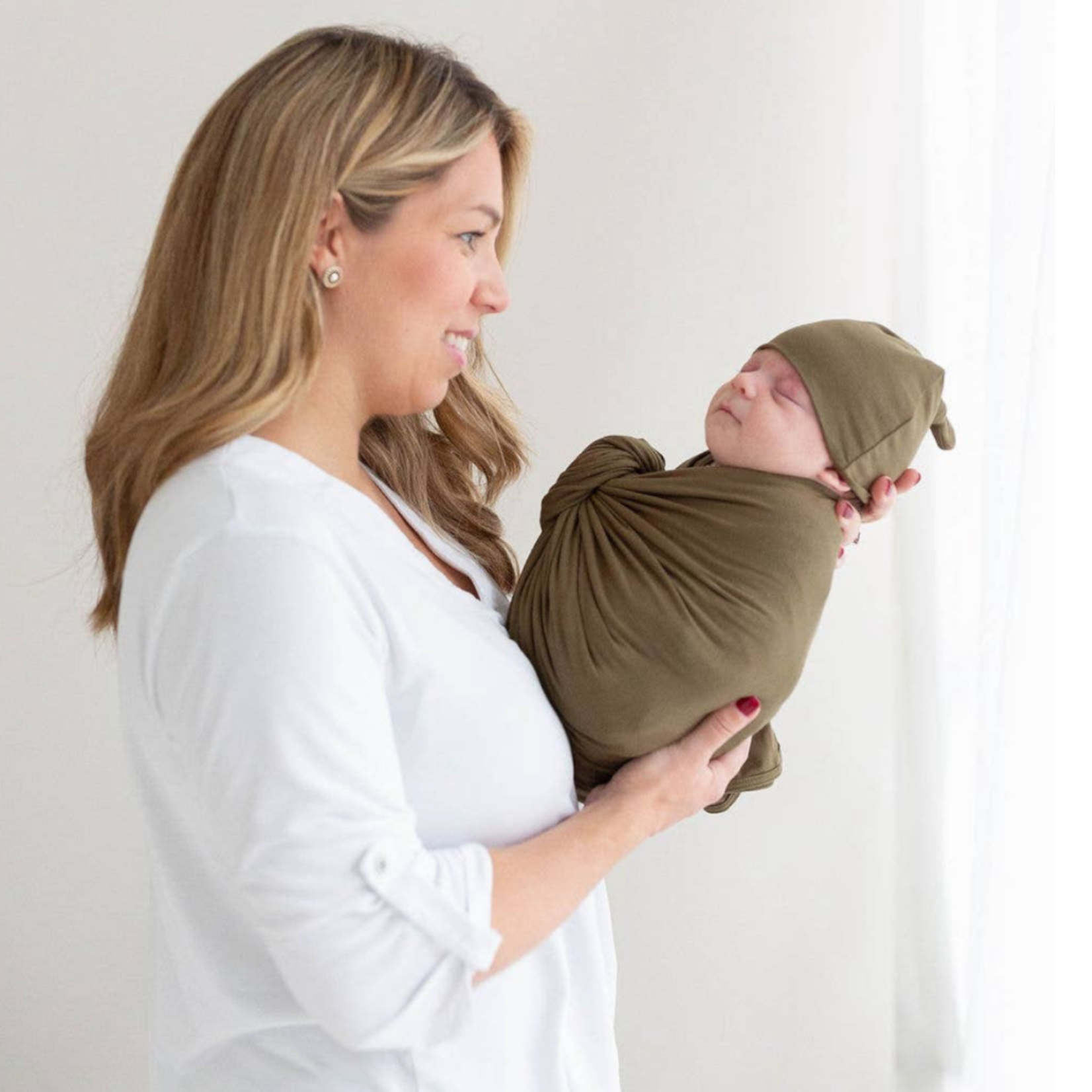 Swaddle Blanket & Hat Set - Army Green