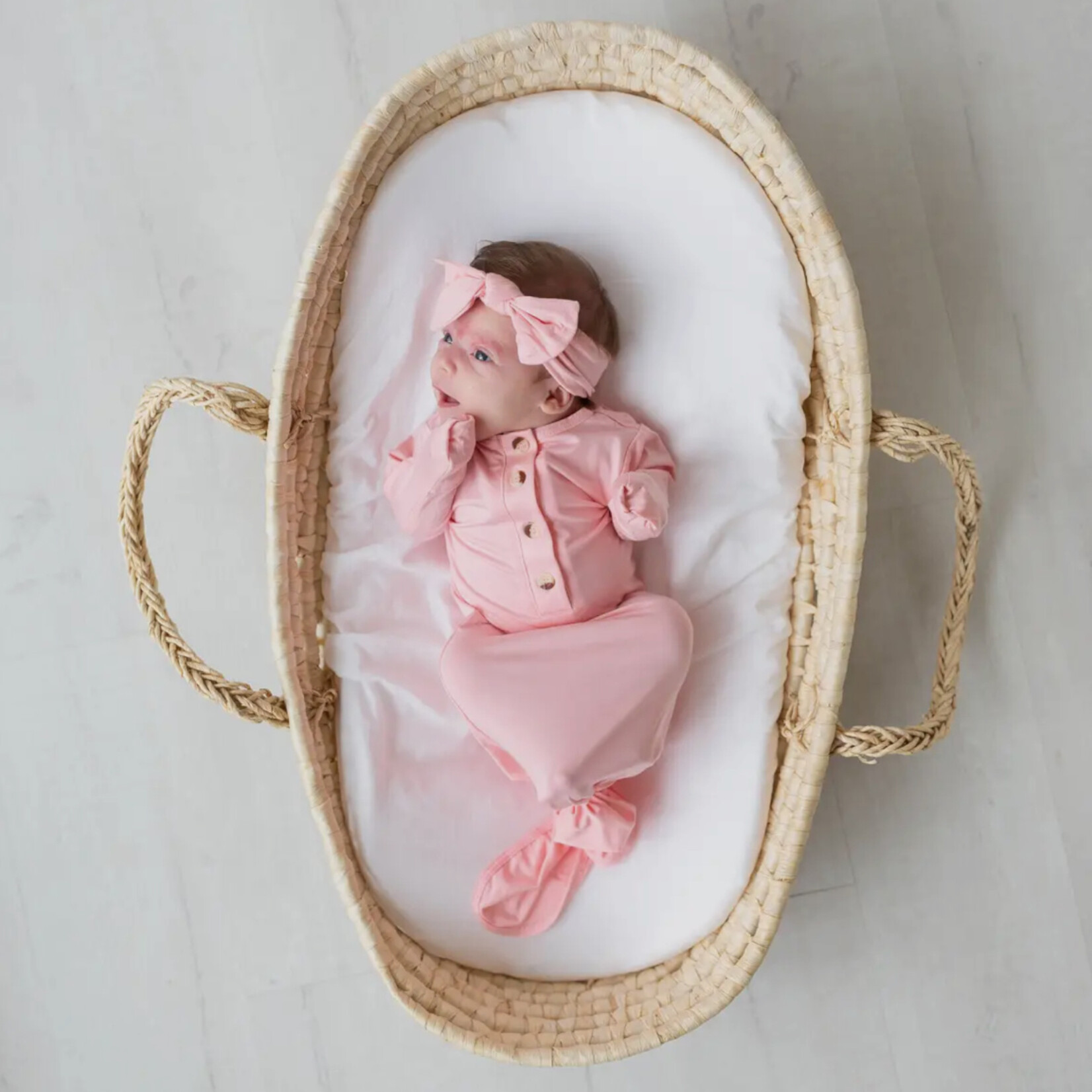 Knotted Gown Hat & Headband -Pink