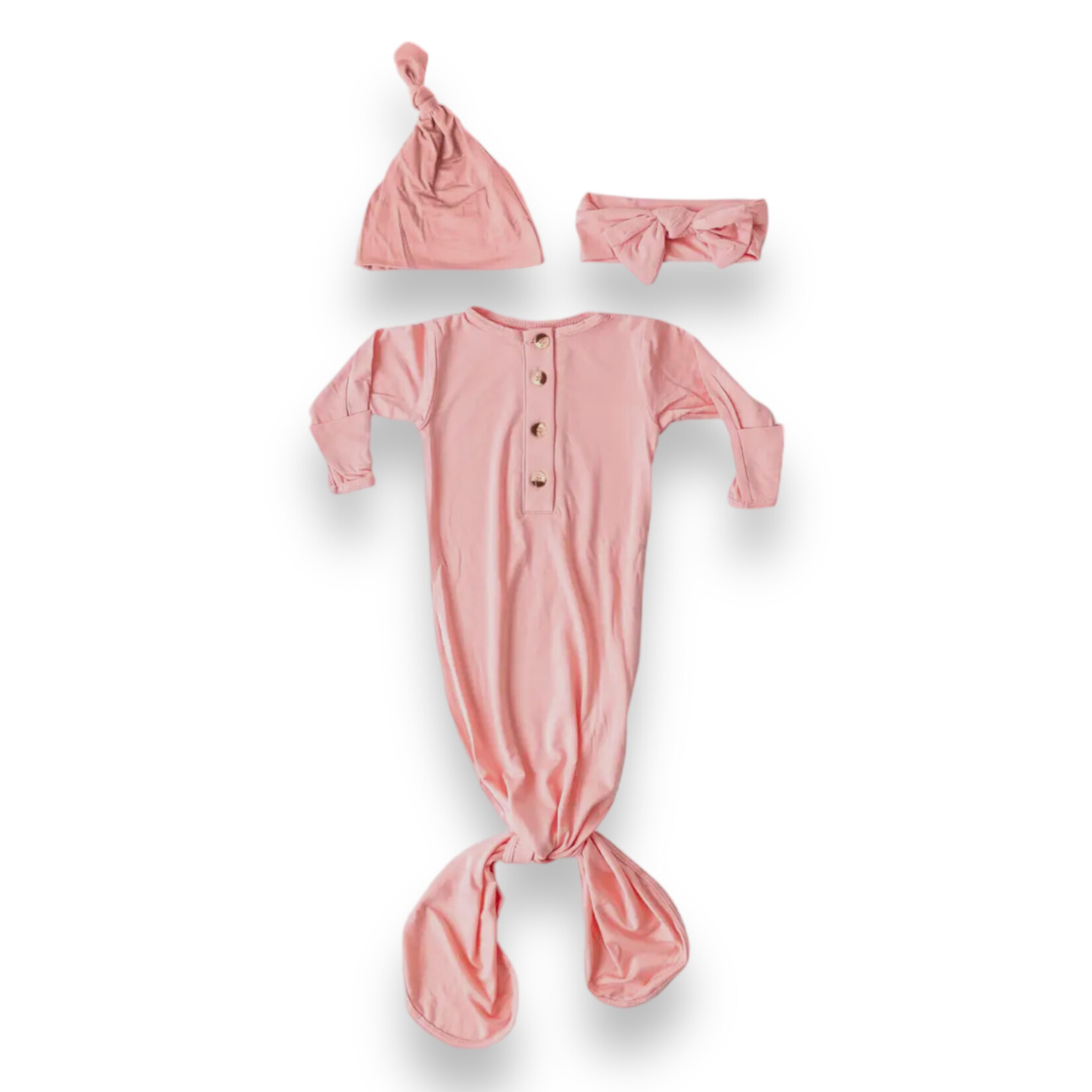Knotted Gown Hat & Headband -Pink