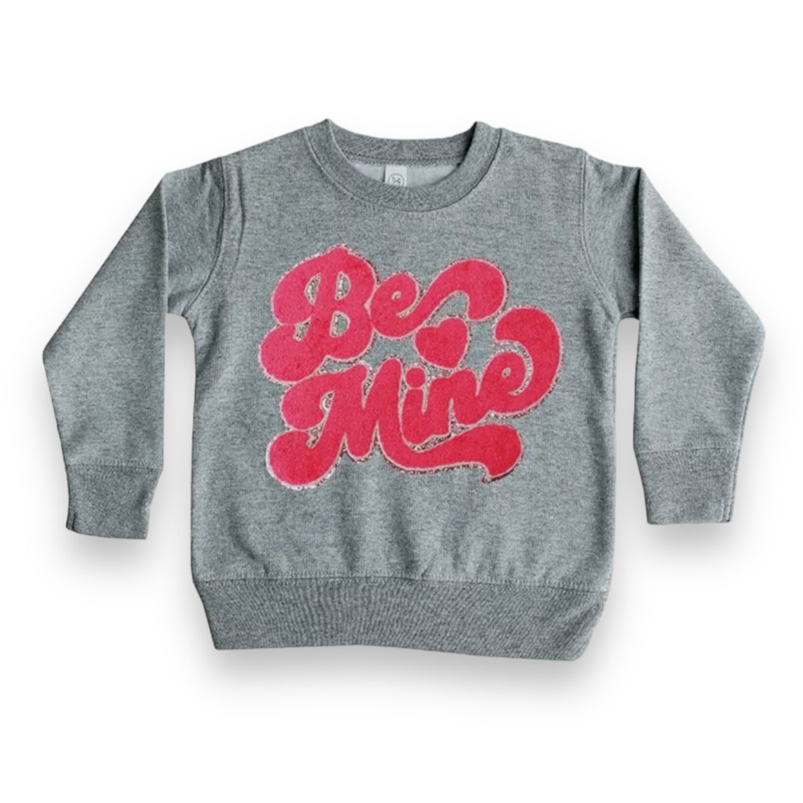 Sparkle Sisters Be Mine Grey Chenille Patch Sweatshirt